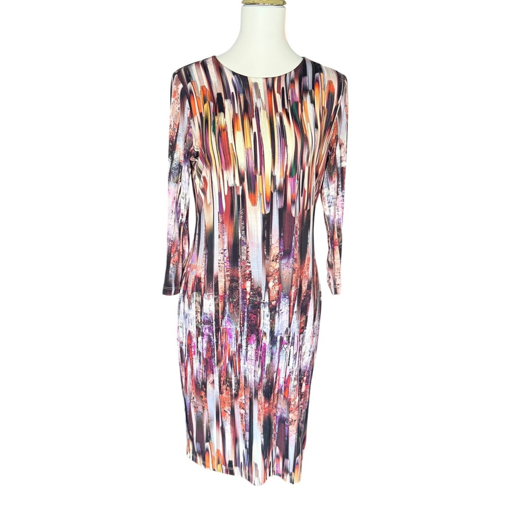 Womens Karen Kane  Abstract Print Sheath Dress Multi-Color Knee Length Size Med